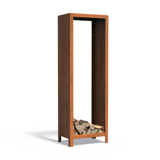 Holzlager LOGG aus Cortenstahl