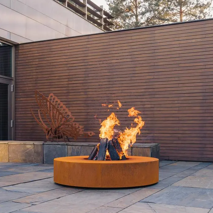 Feuertisch rund aus CorTen