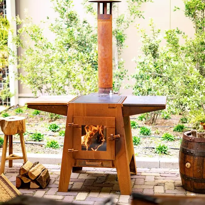 FORNO Terrassenofen/Grill "Damm" aus Cortenstahl (inkl. Rauchabzug)
