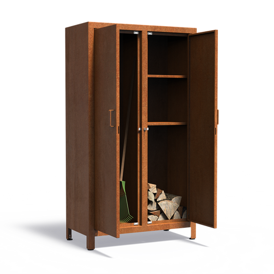 Holzlagerschrank LOGG LOGGER aus Cortenstahl