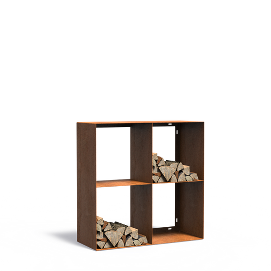 Holzlager Quad aus Cortenstahl