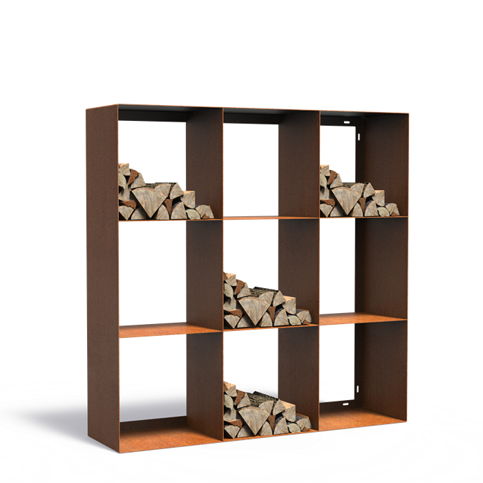 Holzlager Quad aus Cortenstahl