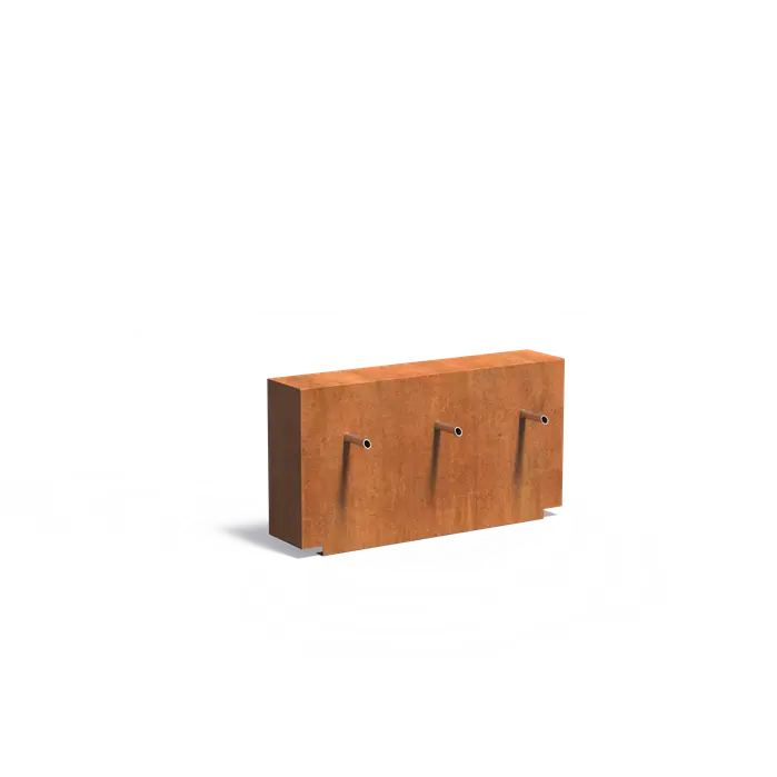 Feste Teichwand "Dreirohr", Corten