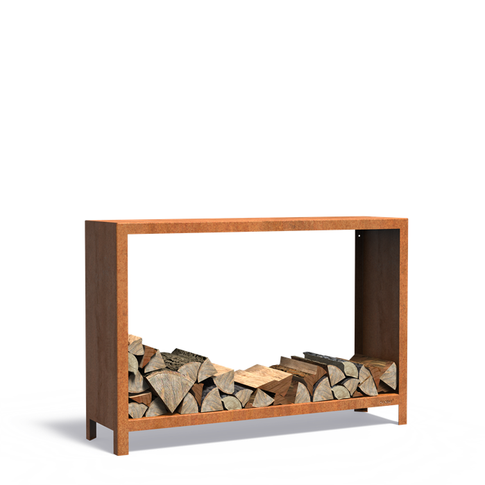 Holzlager LOGG aus Cortenstahl