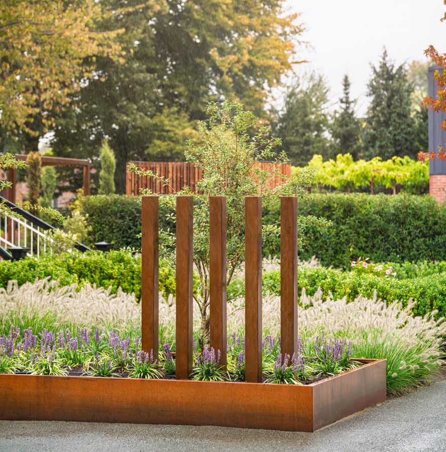 Gartenpfosten, 5er-Set, variabel, Corten