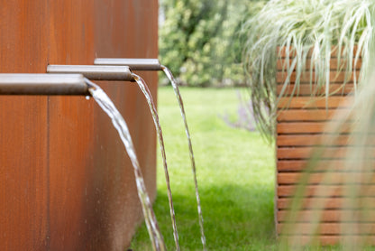 Feste Teichwand "Dreirohr", Corten