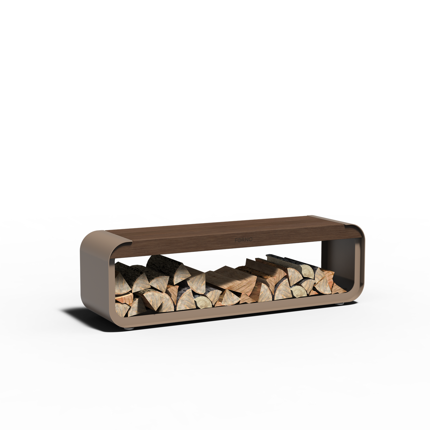 Holzlager, SERRA, mit Sitzfläche, Aluminium