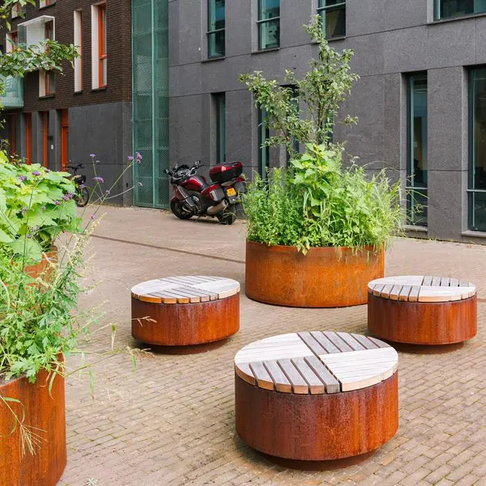 Hocker, AROS, rund, Corten