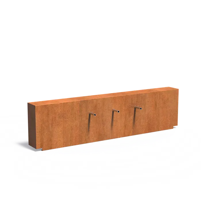 Feste Teichwand "Dreirohr", Corten