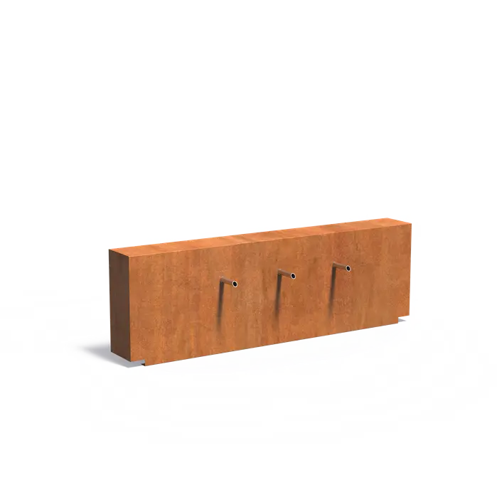 Feste Teichwand "Dreirohr", Corten