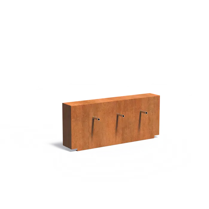 Feste Teichwand "Dreirohr", Corten